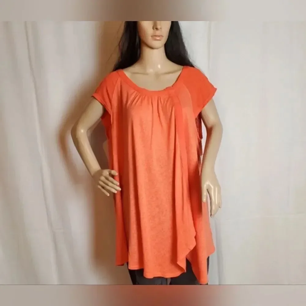 Free People L Coral Coast Keep It Casual Relaxed Fit Flowy ShrtSlv Women T-Shirt